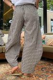 Nonni Gingham 7/8 Barrel Pant Chocolate